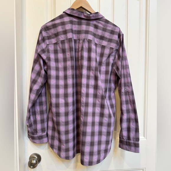 Eddie Bauer Classic Fit Purple Plaid Adjustable Sleeve Technical Button Down. XL - Picture 3 of 8